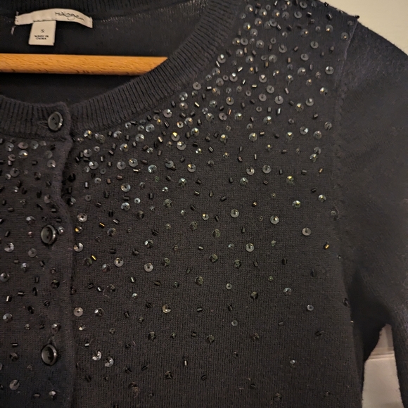 Halogen Black Sequin Scoop Neck Cardigan S - Picture 5 of 5